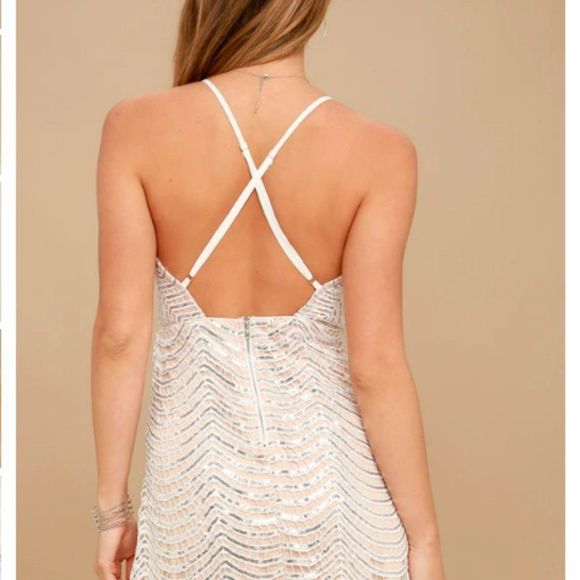 Lulus White and Silver Sequin Mini Dress - Size S - Picture 7 of 10